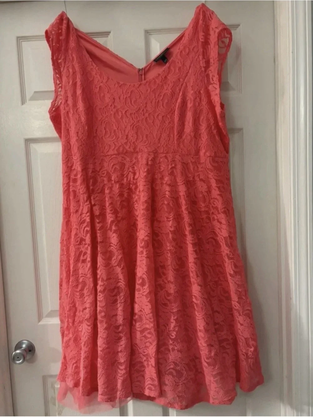 Lane Bryant Lace Fit-and-Flare Dress - Coral Pink